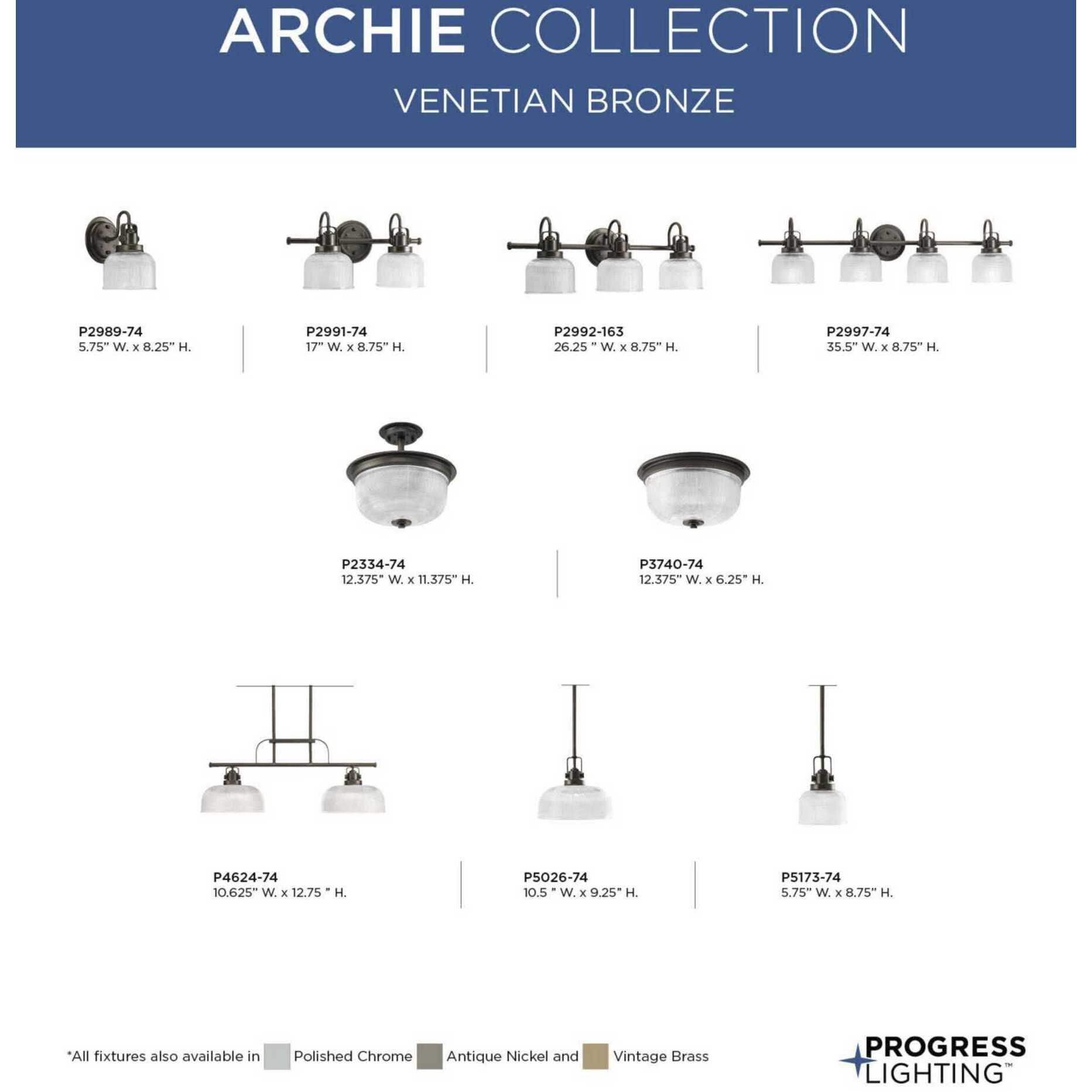 Archie 3 Light 26.25 inch Venetian Bronze Bath Vanity Wall Light